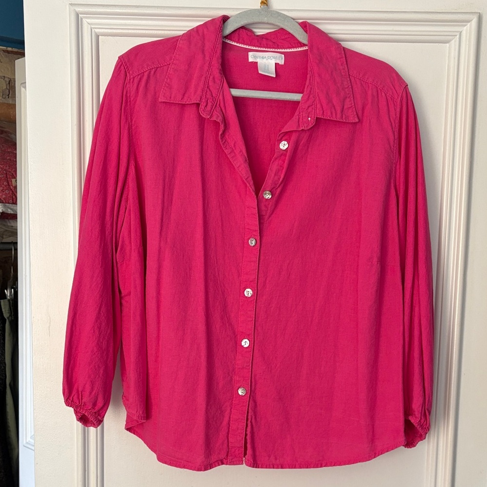 Cynthia Rowley Button-Down Shirt in Fuchsia Pink